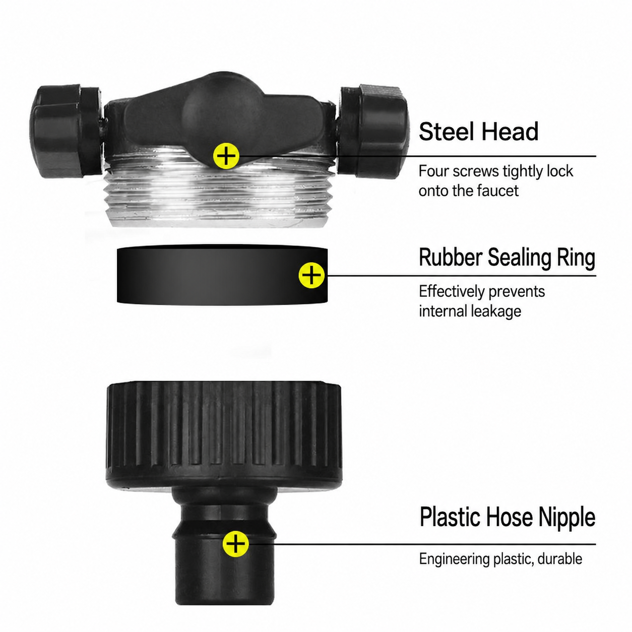 4 point steel quick connector new black